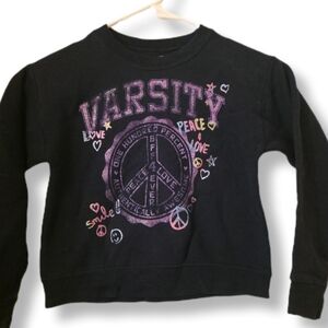 Hanes Size Small Navy Blue Peace Sign Glitter Sweatshirt